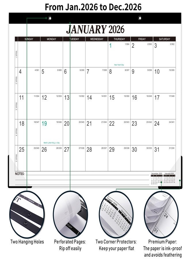 ترسيز تقويم مكتبي لعام 2026 - تقويم مكتبي شهري من 12 شهرًا، من يناير 2026 إلى ديسمبر 2026، مقاس 14.6 × 11.5 بوصة، تقويم مكتبي/جداري 2 في 1، ورق سميك مع واقيات للزوايا، فتحات للتعليق، مربعات يومية كبيرة - Image 4