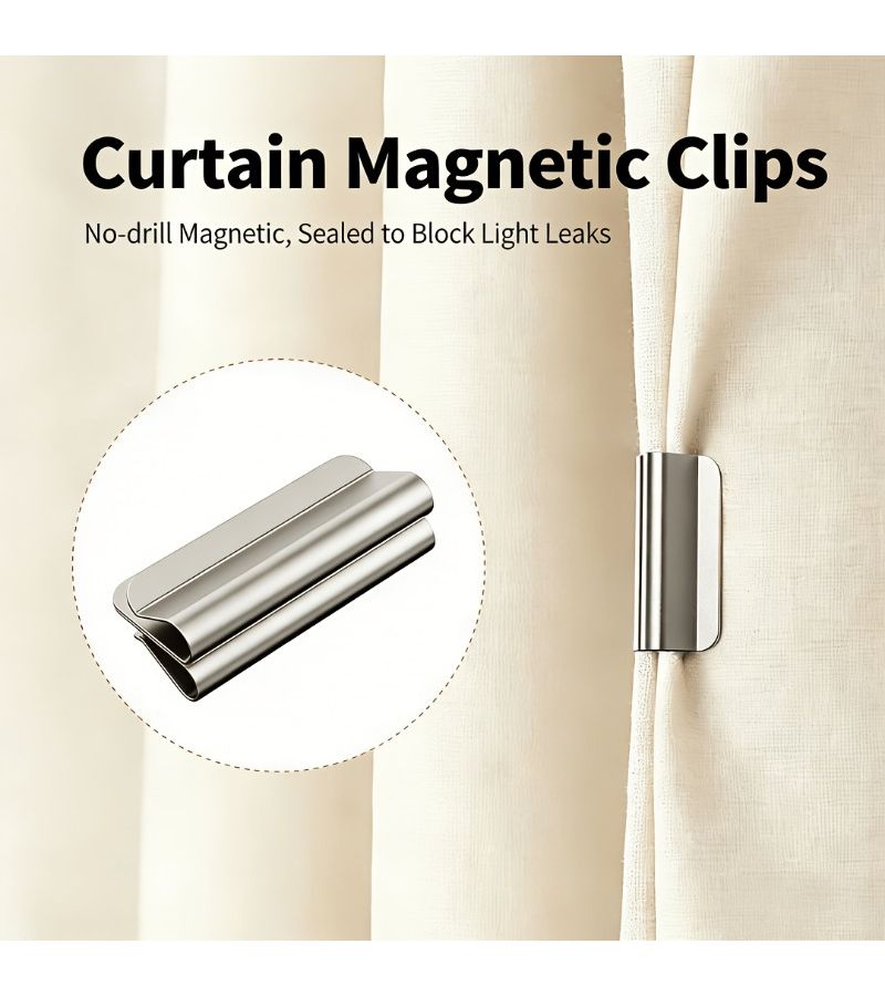 4 Pairs Magnetic Curtain Clips Keep Curtains Closed Prevent Light Leakage For Indoor And Outdoor Use In Homes Bedrooms And Offices - Image 1