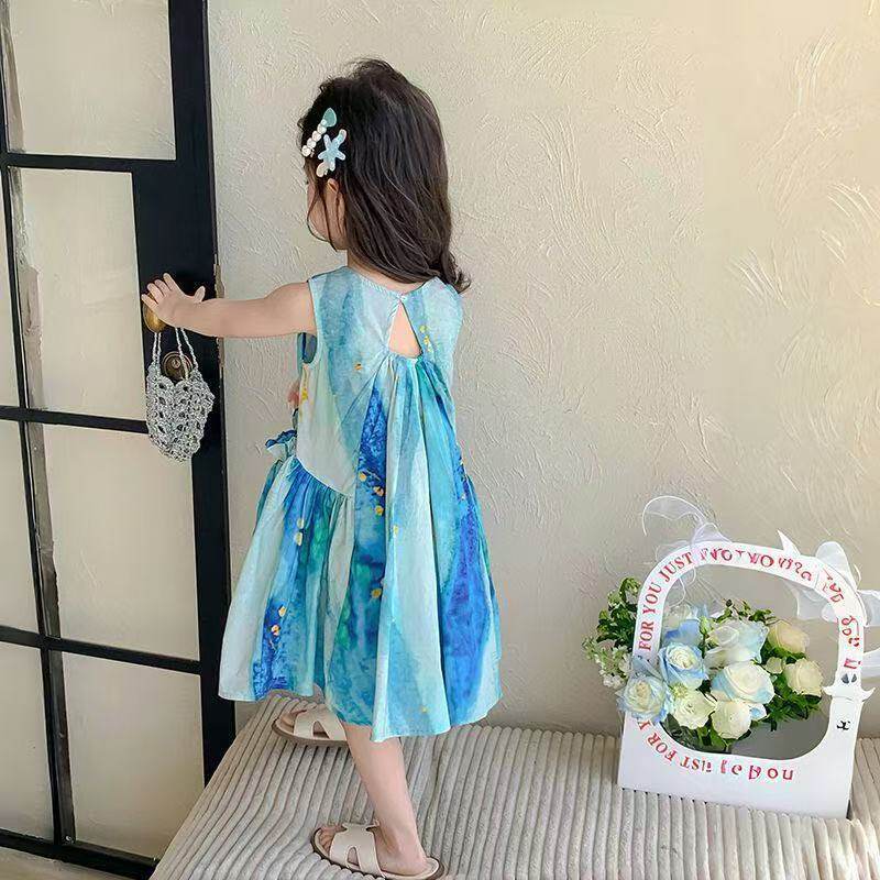 فستان صيفي للبنات أميرة شاطئ فستان أطفال ظهرية - Image 3