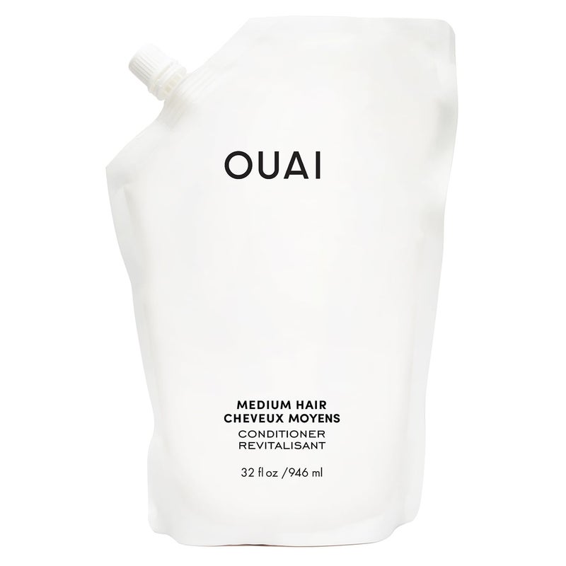 OUAI Medium Conditioner Refill - Hydrating Hair Conditioner with Coconut Oil, Babassu Oil, and Keratin - Strengthens, Repairs and Adds Shine - Paraben and Phthalate Free Hair Care Products (32 Oz) - Image 1