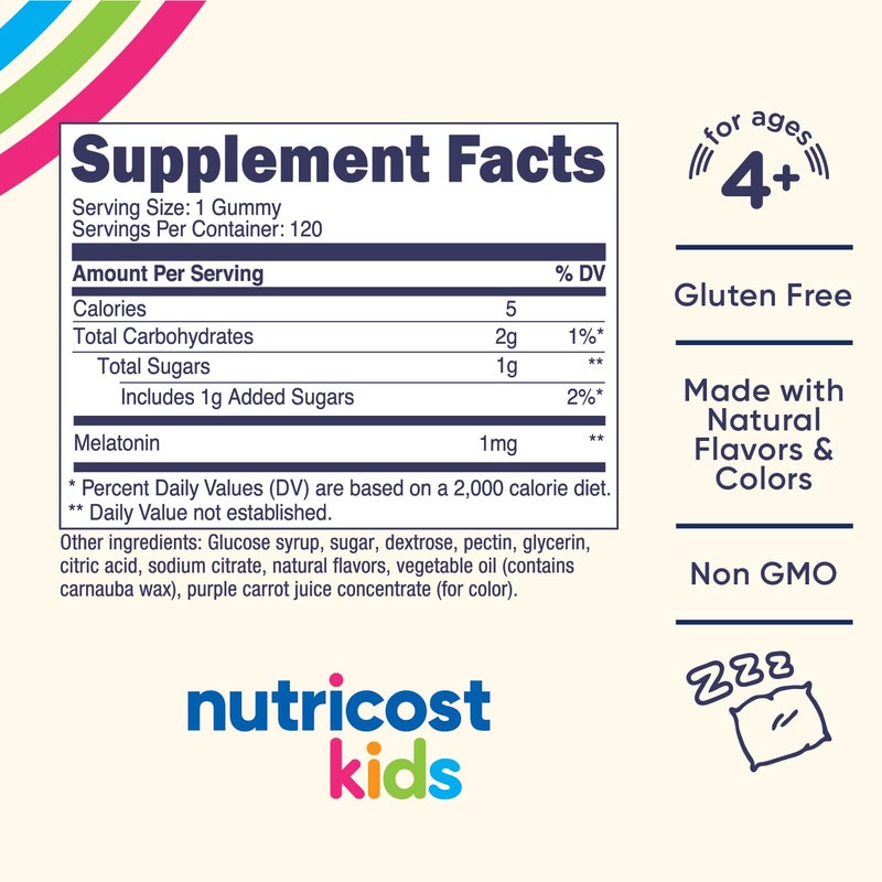 Nutricost Kids Melatonin Gummies 1mg, 120 Gummies, Strawberry Flavored - Image 2
