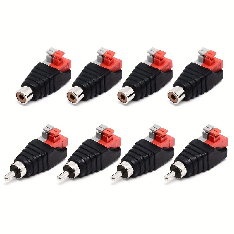 RCA To Speaker Wire Adapter 8 Pack 4 Male And 4 Female For Spring Press Type Terminal Connector Non Soldering Audio Cable Converter - Image 3