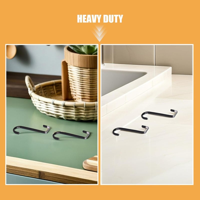 SHERCHPRY 8pcs Over Door Metal Hooks with Rubber Surface, Large 4.7cm Non-Scratch Door Hangers for Bathroom Towel Bathrobe, Kitchen Clothes Organizer, Black - Image 3