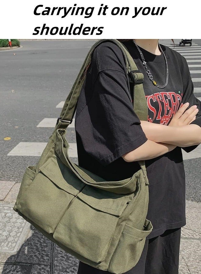 Men's and women's canvas shoulder bag casual fashion business commuter computer bag outdoor travel shoulder bag  - Image 2