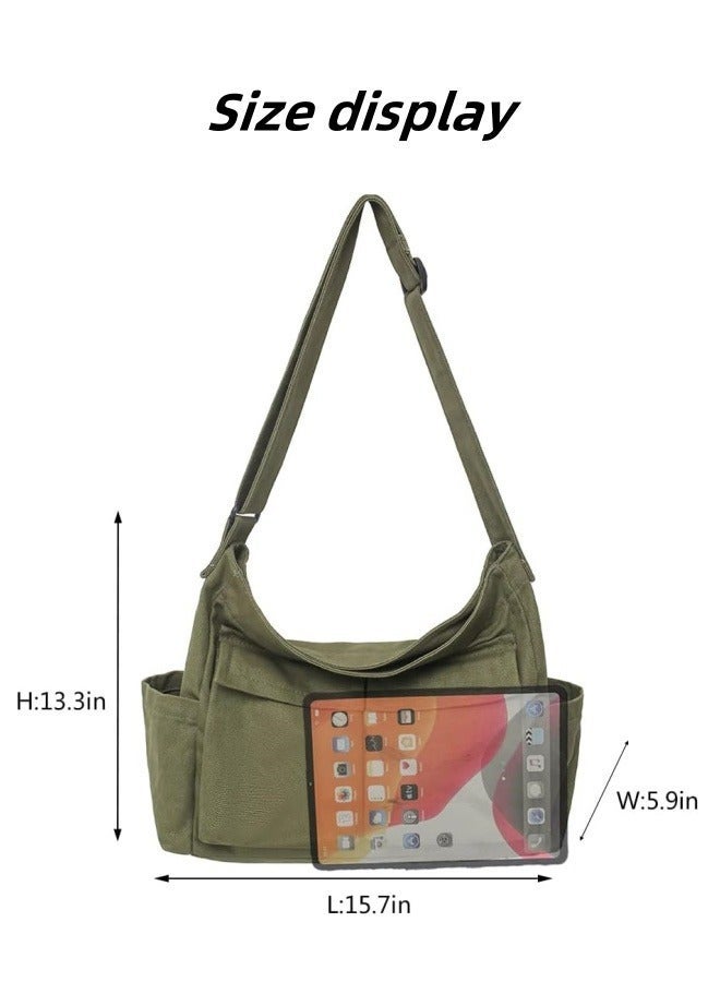 Men's and women's canvas shoulder bag casual fashion business commuter computer bag outdoor travel shoulder bag  - Image 5