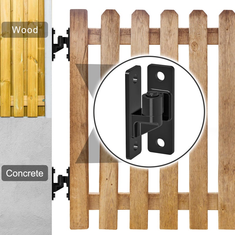Insaga Heavy Duty Gate Hinges, 2Pack High Strength Steel With Electroplated Finish, 600Lb Load Capacity, Thick 6Mm Black Hinges For Farm Gates, Fences, Barns, Sheds & Outdoor Gates (4.9""X1.5"") - Image 4