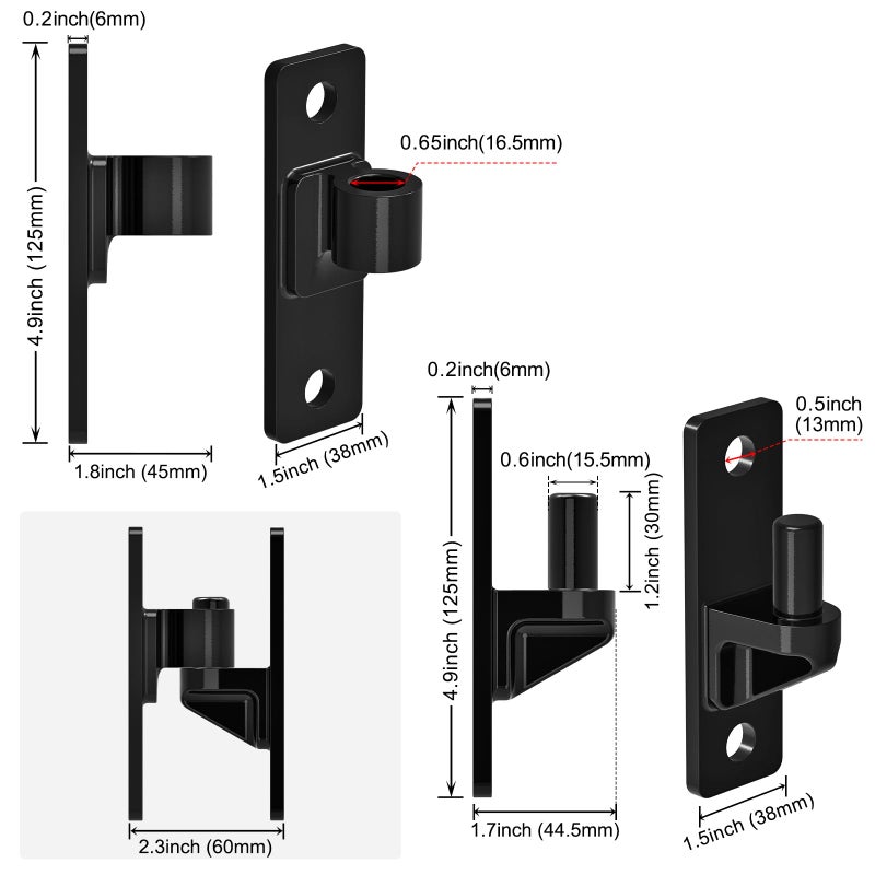 Insaga Heavy Duty Gate Hinges, 2Pack High Strength Steel With Electroplated Finish, 600Lb Load Capacity, Thick 6Mm Black Hinges For Farm Gates, Fences, Barns, Sheds & Outdoor Gates (4.9""X1.5"") - Image 5