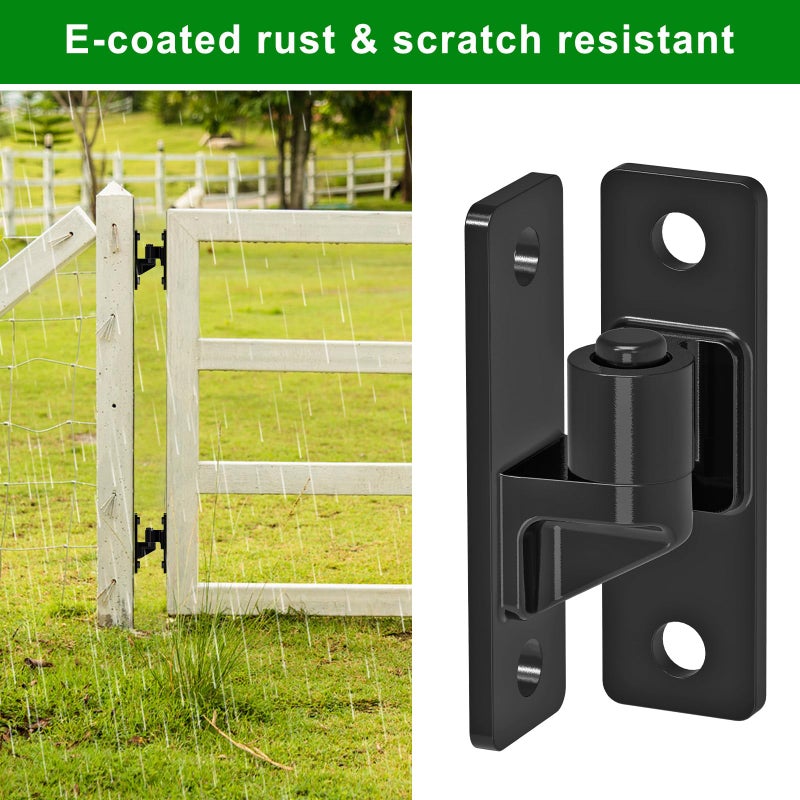 Insaga Heavy Duty Gate Hinges, 2Pack High Strength Steel With Electroplated Finish, 600Lb Load Capacity, Thick 6Mm Black Hinges For Farm Gates, Fences, Barns, Sheds & Outdoor Gates (4.9""X1.5"") - Image 2