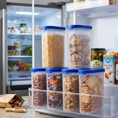 Mahaware Polypropylene Kitchen Container Set of 6 (275ml Each) – BPA Free Food Container, Spices Container, Kitchen Storage Box, Pantry & Fridge Use, Blue & White - Image 1