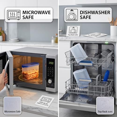 Mahaware Polypropylene Kitchen Container Set of 6 (275ml Each) – BPA Free Food Container, Spices Container, Kitchen Storage Box, Pantry & Fridge Use, Blue & White - Image 3