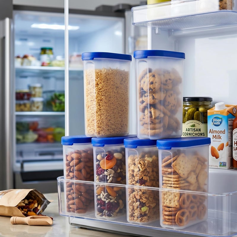 Mahaware Polypropylene Kitchen Container Set of 6 (275ml Each) – BPA Free Food Container, Spices Container, Kitchen Storage Box, Pantry & Fridge Use, Blue & White - Image 5