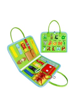 KASTWAVE Busy Board for Toddlers, Toys for 1 2 3 4 Year Old Kids Sensory Toys for Autism with Alphabet Animals Preschool Basic Dress Skills Baby Busy Book Car Airplane Activities for Travel  - Image 1