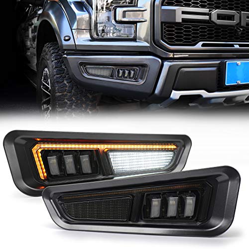 MOVOTOR Raptor Fog Lights with Sequential Amber Turn Signal DRL Bumper Fog Driving Lights Compatible with Gen 2 Ford F150 Raptor 2017 2018 2019 2020 - Image 1