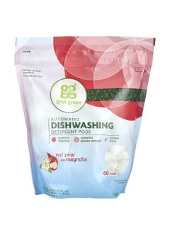 Grab Green Grab Green, Automatic Dishwashing Detergent Pods, Red Pear with Magnolia, 60 Loads, 2 lbs 6 oz (1080 g)  - Image 1