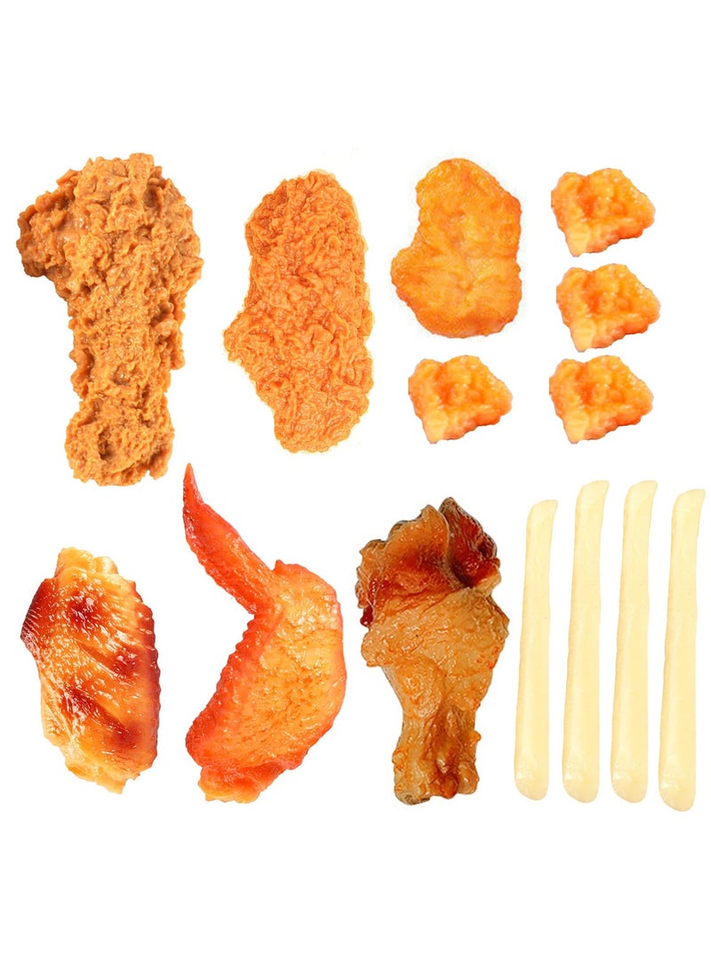 KASTWAVE Kids Kitchen Play Food Set,Fake Fried Chicken Legs,Simulated Chicken Wings,Children Kitchen Toy Decoration,Restaurant Window Display Props,Fake Fried Chicken Food Model Set - Image 1