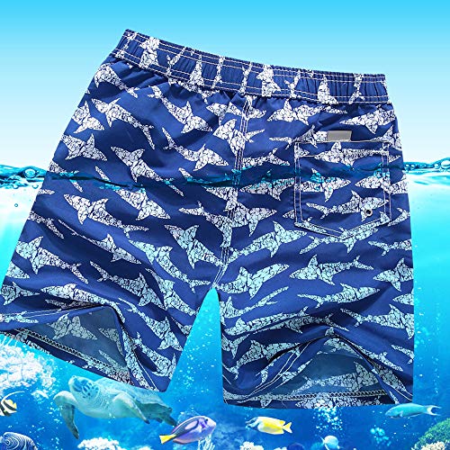 techcity Boys Swim Trunks, Quick Dry Beach Swim Shorts Little Boys Bathing Suit Swimsuit Toddler Boy Swimwear with Mesh Lining, 3-14 Years (5-6 Years, Blue) - Image 3