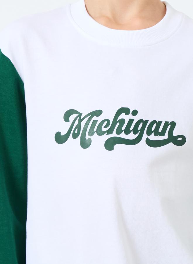 ستايلي طقم سويت شيرت بطبعة ميشيغان مع جوغر - Image 3