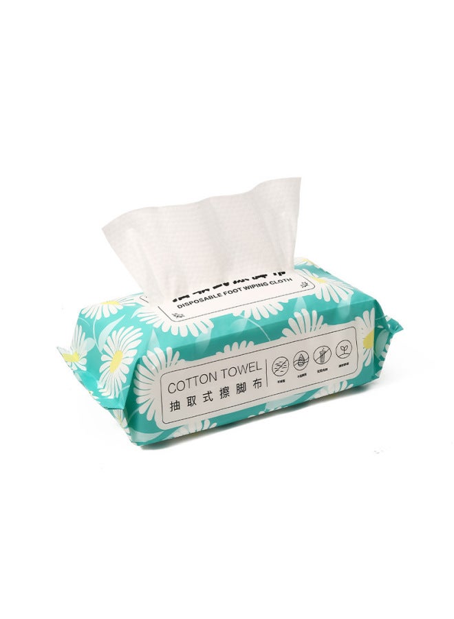 Disposable Household Lazy Foot Wipe Paper Thickened Water Absorbent Dry And Wet Dual-purpose Towel Extraction Foot Bath Water Absorbent Foot Wipe Cloth-Color:Chrysanthemum Style [20*20-80 Pictures] - Image 1