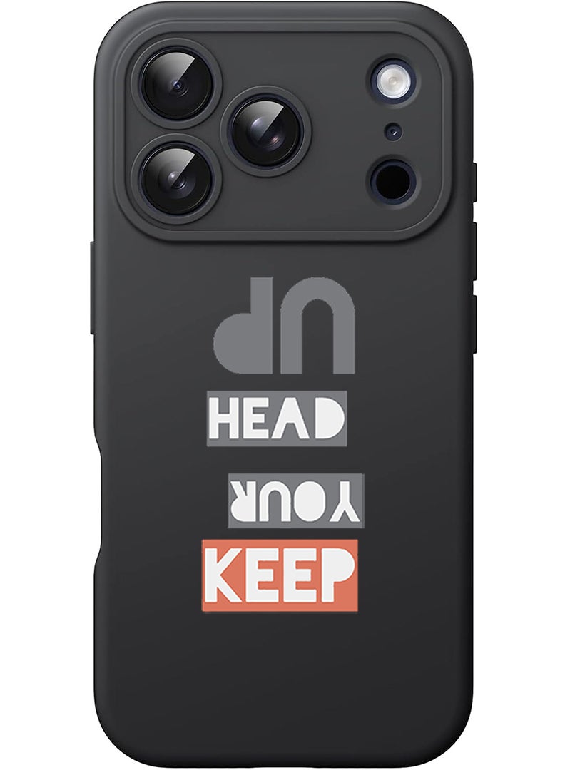 Theodor Protective Slim Fit Case Liquid Silicone Cover with Full Body Protection Anti-Scratch Shockproof Case For Apple iPhone 17 Pro (Black) Keep your head up - Image 1