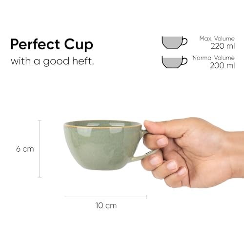 Shay Coffee Cup Saucer Set, Pista, 250ml | Glossy Finish | Mug for Coffee | Porcelain | Microwave Safe (Coffee Cup Saucer - Pista) - Image 3