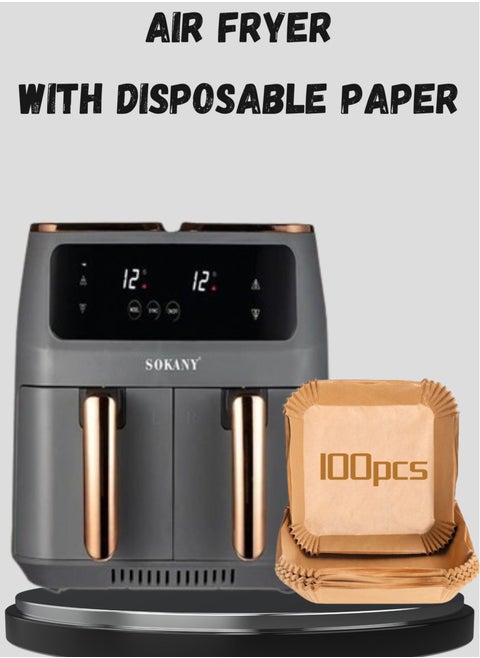 Air Fryer With Disposable Paper Electric 8 Liters Hot Oven Cooker LCD Digital Touch Screen 2800W