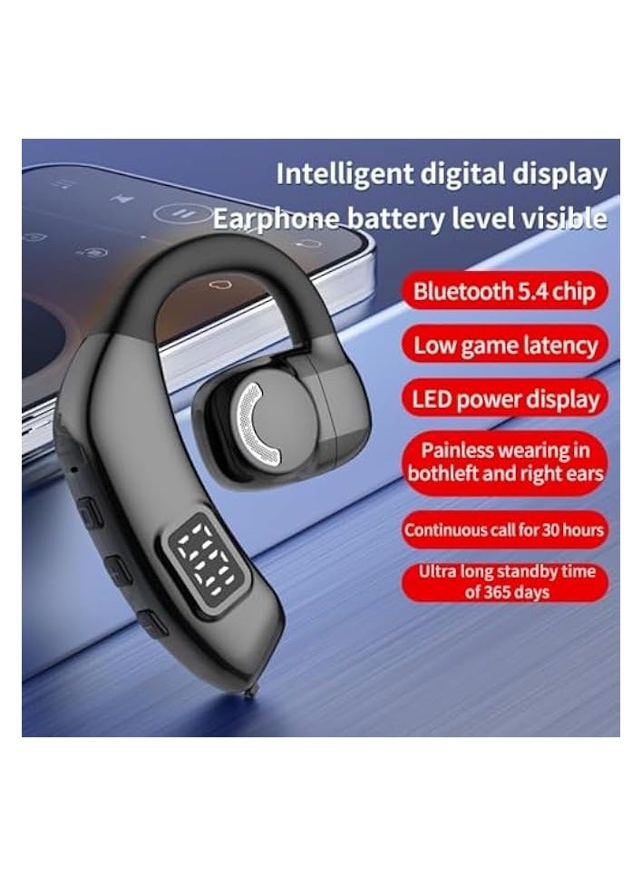 بروماس سماعة بلوتوث V5.3، سماعة أذن لاسلكية مدمجة بميكروفون لإلغاء الضوضاء، مكالمات عالية الدقة لمدة 30 ساعة، شاشة LED، سماعة بلوتوث بدون استخدام اليدين للقيادة، الأعمال، المكتب، أسود - Image 2