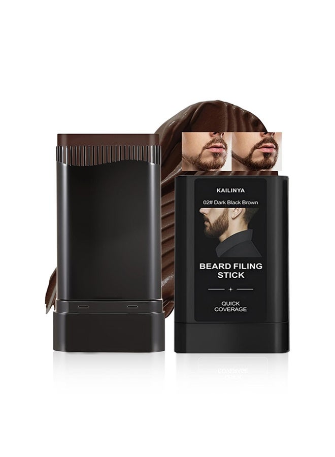 KAILINYA Beard Filling Stick,Comb and repair two in one with combtooth color compensation , Lasting Waterproof Multiuse Moustache Hair Makeup for Men,02#Dark black brown - Image 1