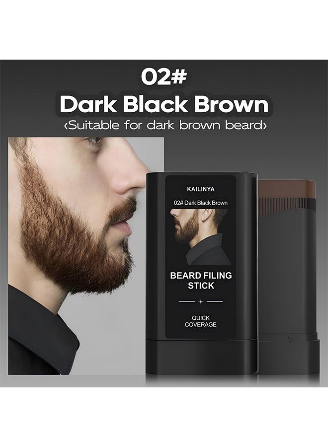 KAILINYA Beard Filling Stick,Comb and repair two in one with combtooth color compensation , Lasting Waterproof Multiuse Moustache Hair Makeup for Men,02#Dark black brown - Image 2