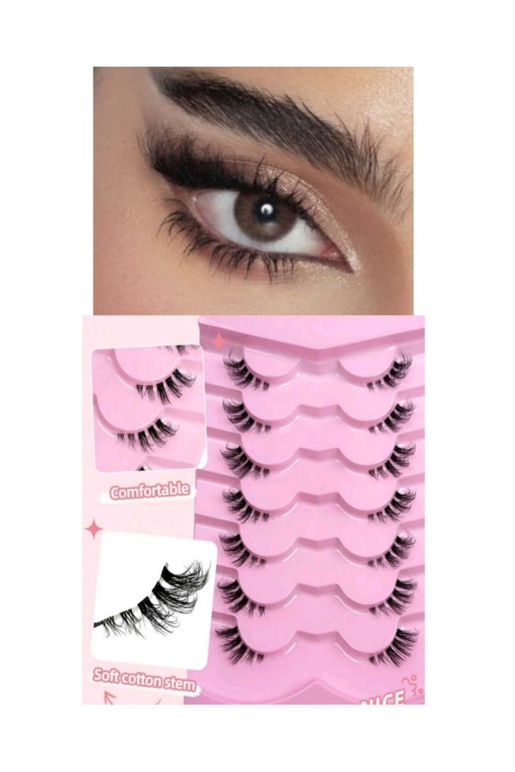 روزي لاشيز 7 أزواج من الرموش الطرفيه رموش مسحوبة لطرف العين بخط جفن شفاف مريح للاستخدام عدة مرات - Image 1