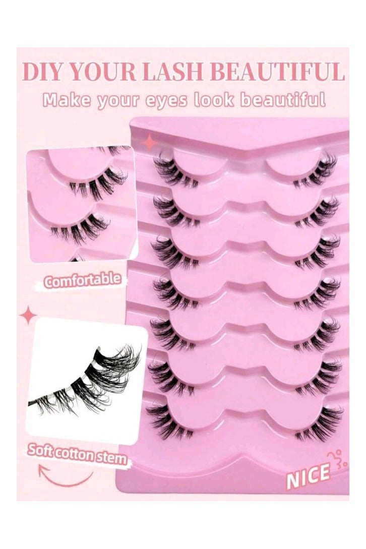 روزي لاشيز 7 أزواج من الرموش الطرفيه رموش مسحوبة لطرف العين بخط جفن شفاف مريح للاستخدام عدة مرات - Image 2