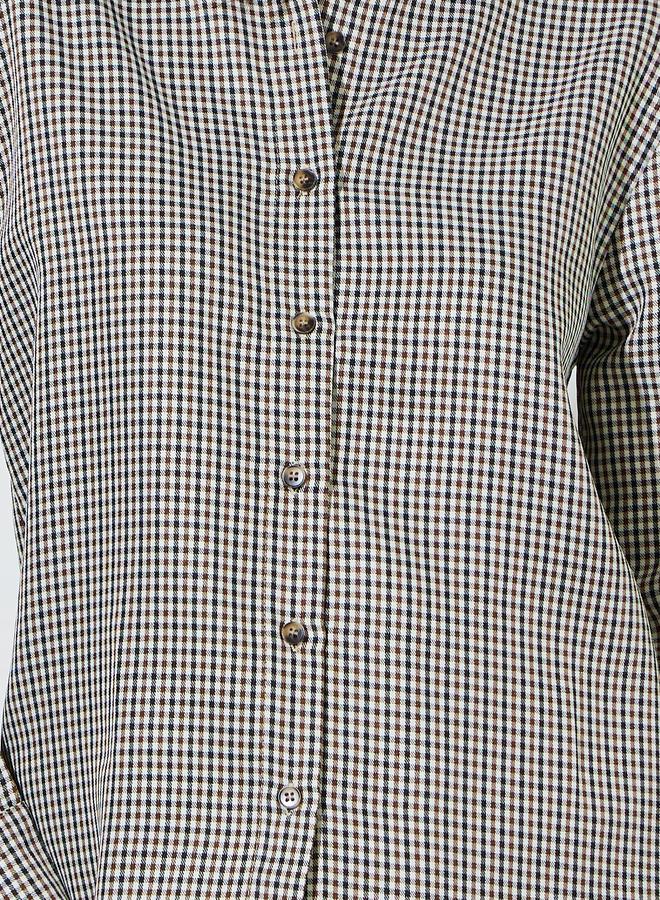 Styli Brown Mini Checked Long Sleeves Regular Fit Shirt - Image 3