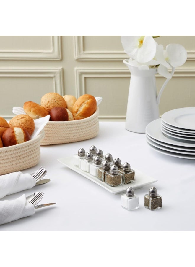 TYCOM Castor Salt and Pepper Shakers 24 packs Pocket Condiment Bottle Individual Seasonings Shakers Salt Container Holder Seasoning Holders Glass Pepper Jar Spice Jars Silver lids - Image 4