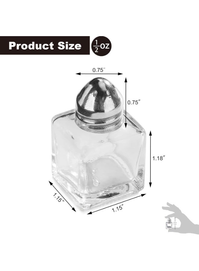 TYCOM Castor Salt and Pepper Shakers 24 packs Pocket Condiment Bottle Individual Seasonings Shakers Salt Container Holder Seasoning Holders Glass Pepper Jar Spice Jars Silver lids - Image 3