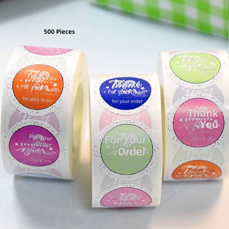 Colorful thank you thank you sticker round seal sticker 500 sheets of adhesive label seal sticker  wholesale - Image 1