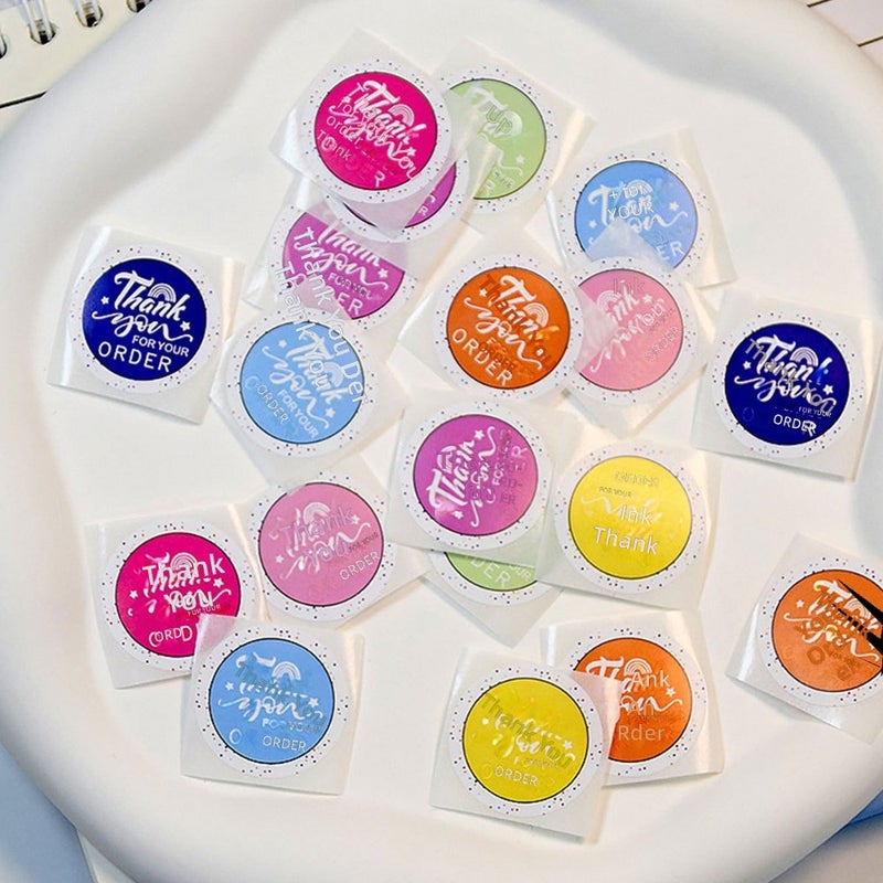 Colorful thank you thank you sticker round seal sticker 500 sheets of adhesive label seal sticker  wholesale - Image 4