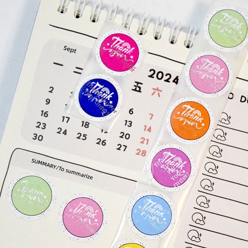 Colorful thank you thank you sticker round seal sticker 500 sheets of adhesive label seal sticker  wholesale - Image 3