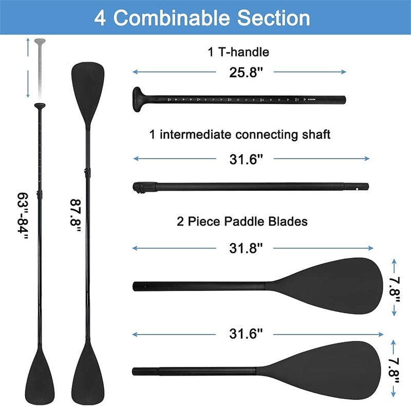 LBW SUP Paddle Board Paddle Stand up Paddleboard Paddles - 3-Piece or 4-Piece Floating Alloy Portable SUP Kayak Paddle Adjustable 2-Sided Paddle - Image 4