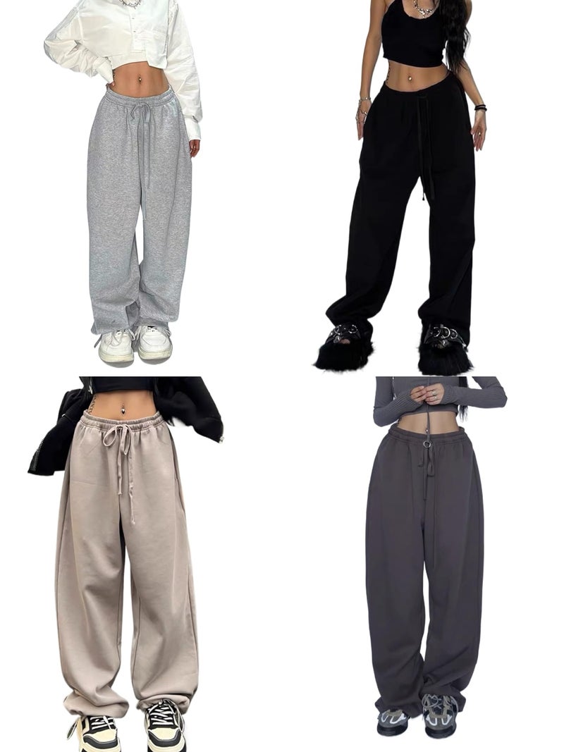 XPONNI Baggy Sweatpants Y2k Pants Wide Leg Sweatpants Women Baggy Pants Y2k Clothes Y2k Sweatpants (Grey,L,Large) - Image 3