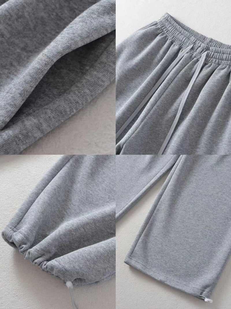 XPONNI Baggy Sweatpants Y2k Pants Wide Leg Sweatpants Women Baggy Pants Y2k Clothes Y2k Sweatpants (Grey,L,Large) - Image 4