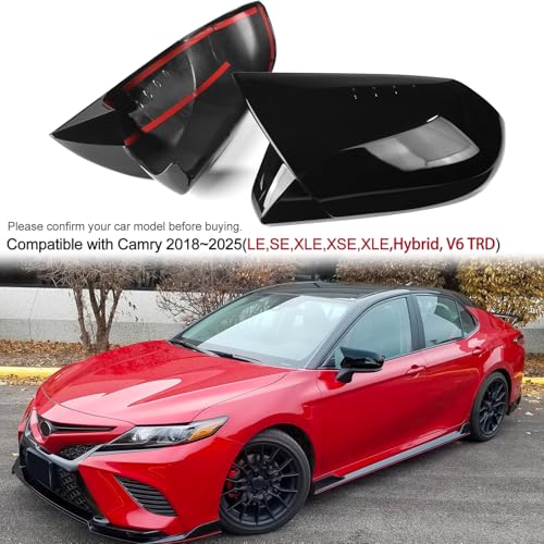 CKE Compatible with Toyota Camry 2025 2024 2023 2022 2021 2020 2019 2018 Accessories Aggressive Look Car Exterior Door Side Rearview Mirror Guard Cover Trim Caps -Glossy Black - Image 2