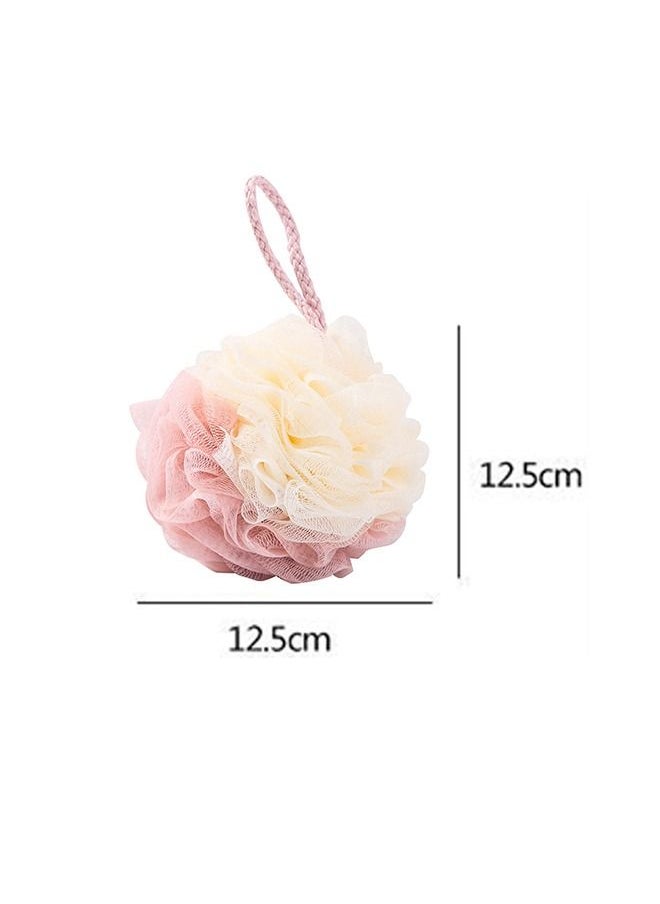 Generic 2 PCS Couples Style Bath Sponge Lace Net, PE Material Bath Ball, Two-Color Large Size Bath Ball, Fully Clean Foam Luxury Bath, Couples Scrub Bath Foaming Bath Flower (Pink + Green)  - Image 2