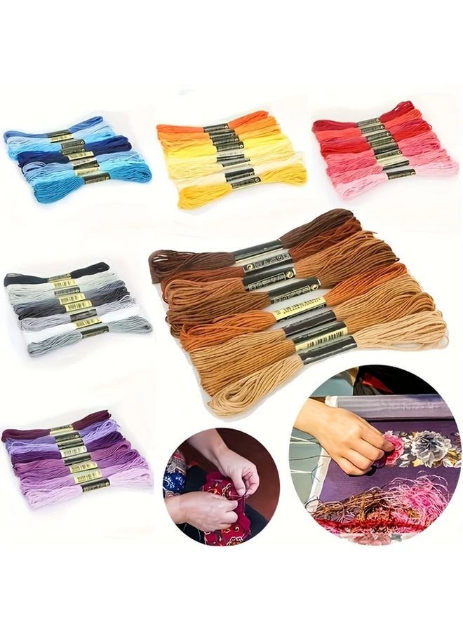8 Pcs Multicolor Cross Stitch Floss Kit With Numbered Threads Cotton Sewing Skeins For DIY Embroidery Needlepoint Crafts All Skill Levels Compatible With DMC Thread Charts Green - Image 1