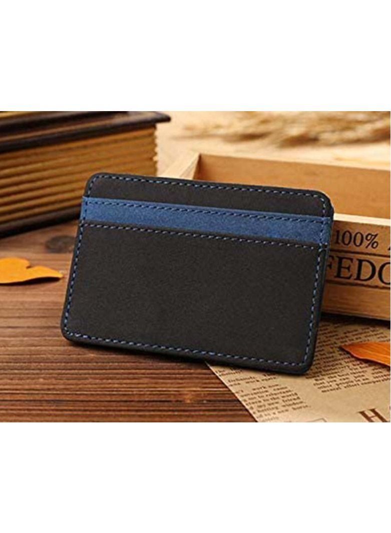 PU leather magic wallets fashion designer men money clip Black and Blue - Image 5