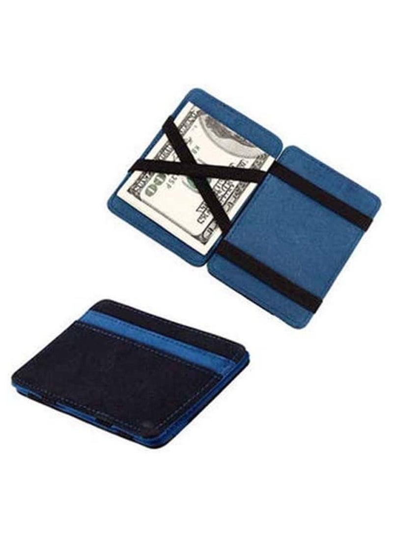 PU leather magic wallets fashion designer men money clip Black and Blue - Image 2