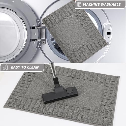 BEQHAUSE-Kitchen-Rugs-Washable-Kitchen-Mats-for-Floor Non-Slip Kitchen Mat Set of 2 Absorbent Kitchen Runner with TPR Non Skid Backing,Grey,24x35inch/24x60inch - Image 5