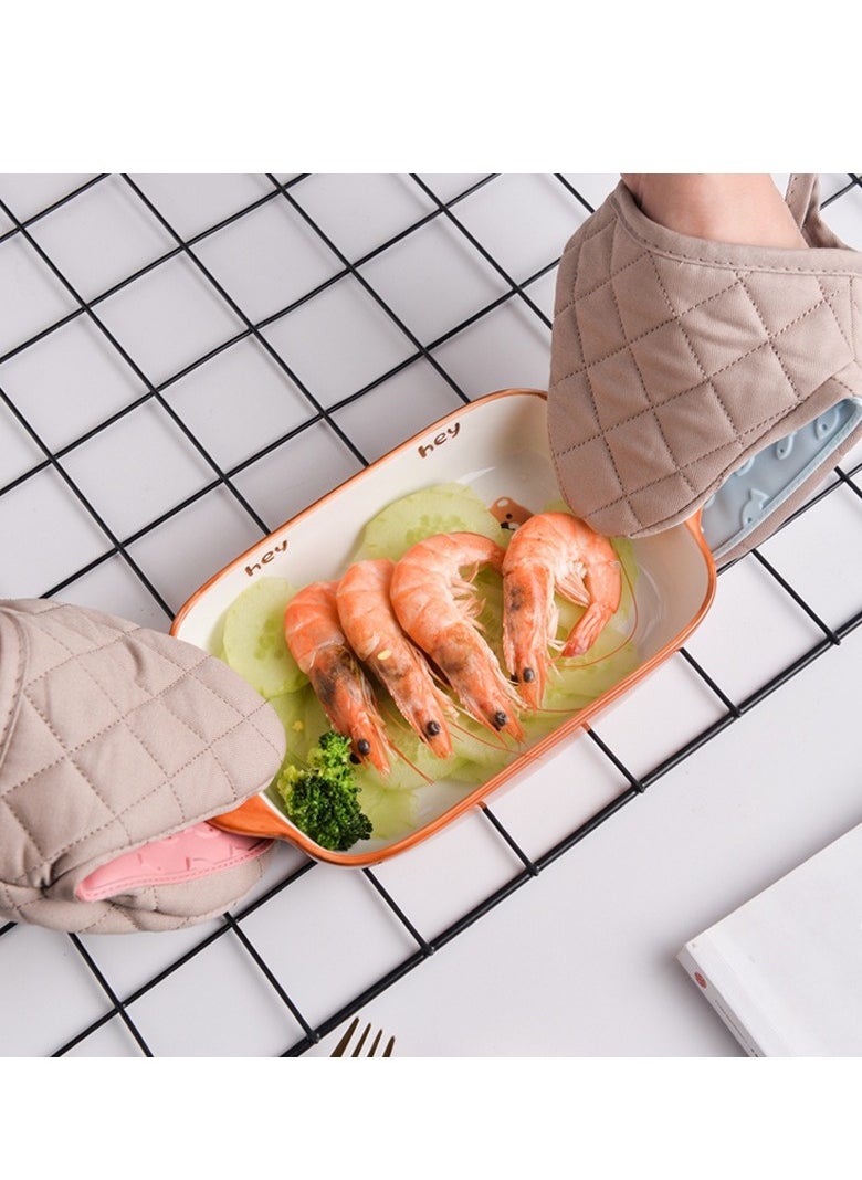AROAQ - Silicone Oven Gloves, Comfortable Anti Slip Oven Mitts, Anti Scalding Potholder Kitchen Silicone Gloves, Durable Easy To Clean Oven Hand Clamp For Baking, Cooking, (Pack Of 2pcs, Blue) - Image 1