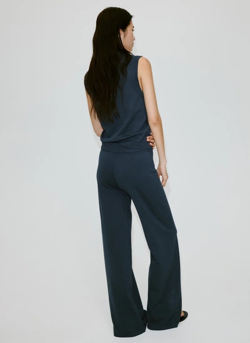 مانجو Fine-Knit Wide Leg Trousers