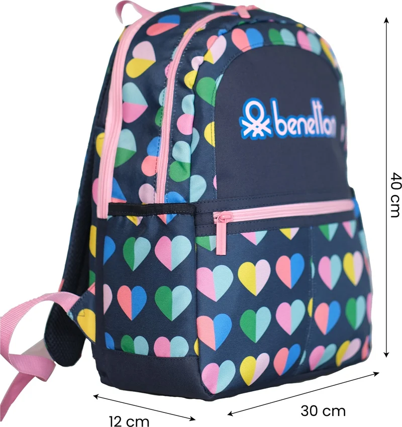 UNITED COLORS OF BENETTON . Mini Heart Patterned Girls Backpack