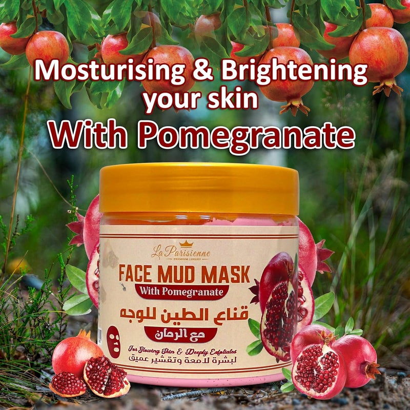 ECOLYTE+ La Parisienne Face Mud Mask with Pomegranate - Spa Quality Exfoliating Treatment for Glowing Skin (500g) - Image 4