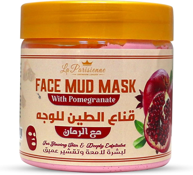 ECOLYTE+ La Parisienne Face Mud Mask with Pomegranate - Spa Quality Exfoliating Treatment for Glowing Skin (500g) - Image 1